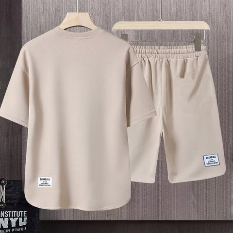 Short-sleeved T-shirt Summer Men Leisure Set Teenagers Student Sports Suit Junior High School Running Two-piece Suit Ooho