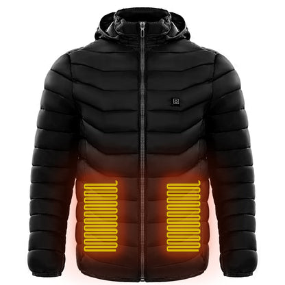 Men Heated Puffer Jacket Electric Heating Coat Insulated Hood Windbreaker Ooho