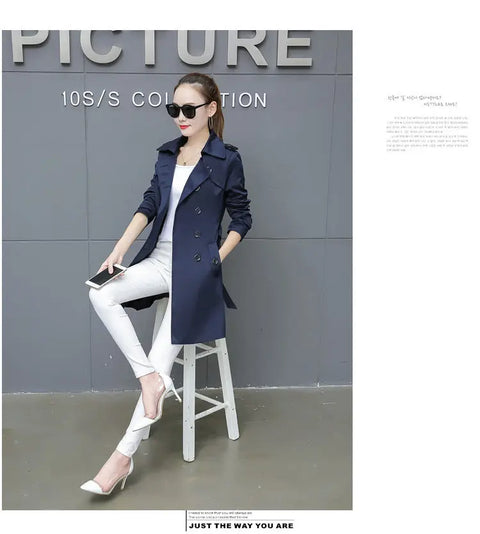 Slim Women’s Plus Size Mid-Length Trench Coat – Stylish & Comfortable Outerwear Ooho