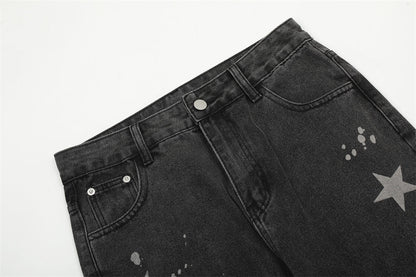 XINGX Printed Straight Jeans For Men Ooho