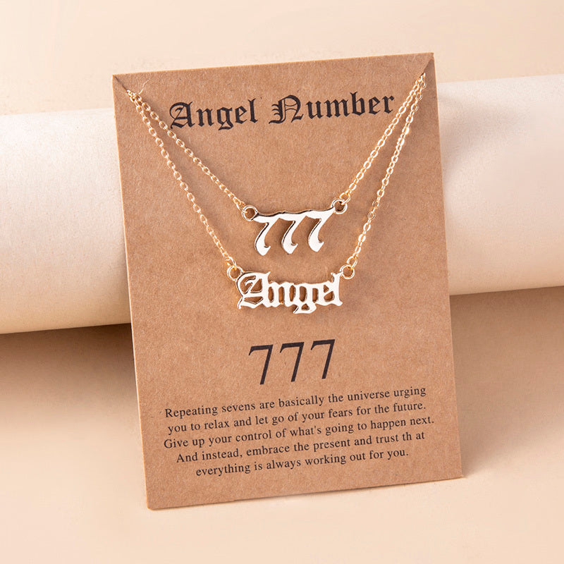 Gold Letter Angel Number 444 777 Multi-layer Chain Necklaces For Women Ooho