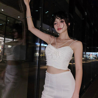 Camisole Pleated Three-dimensional Flower Top For Women Ooho