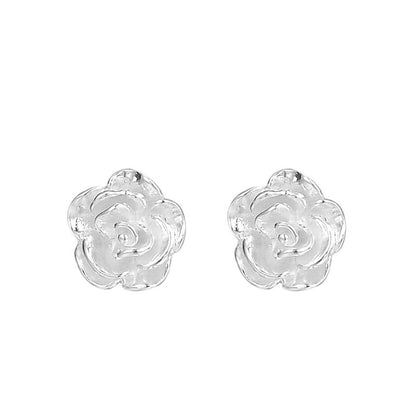 Silver Stud Earrings For Women Camellia Design Earrings Ooho