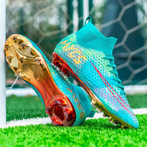 Men's Outdoor Training Gold-plated Bottom High-top Soccer Shoes Ooho 