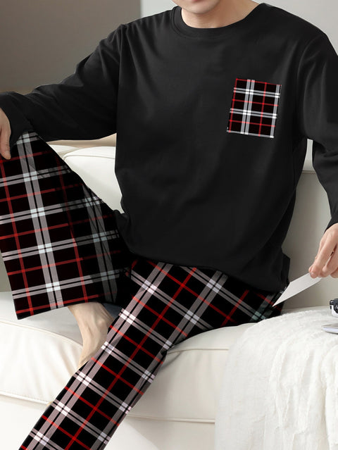 Ice Silk Long Sleeve Long Pants Men's Pajama Set Ooho