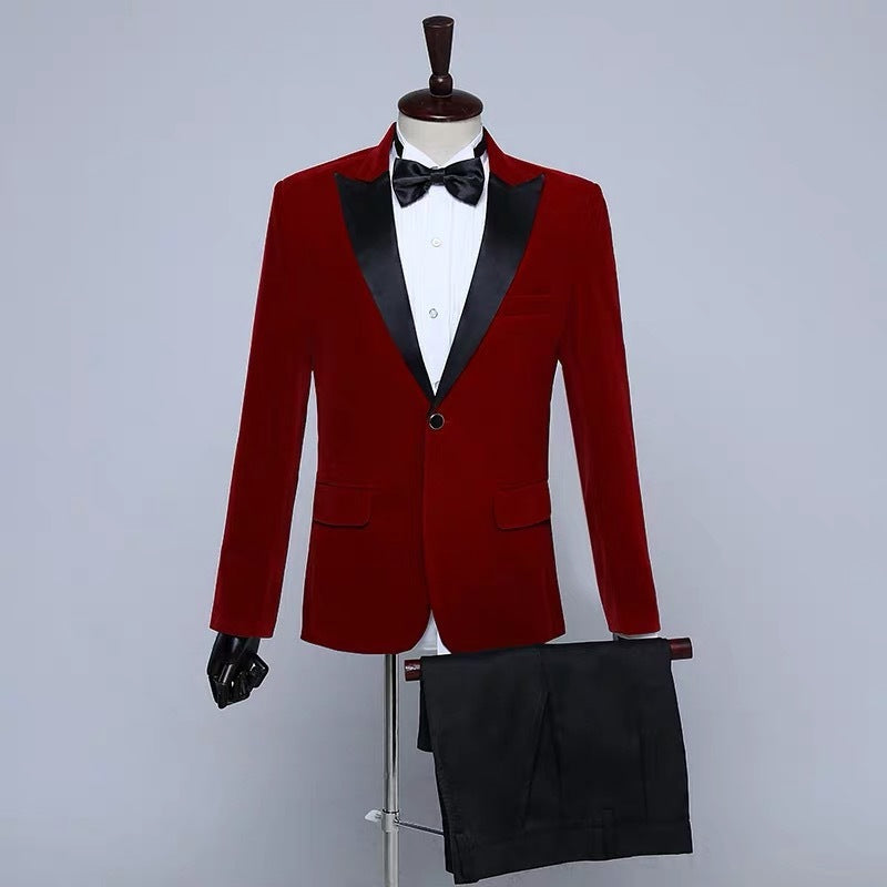 Men's Stage Performance Suit Velvet Jacket Ooho