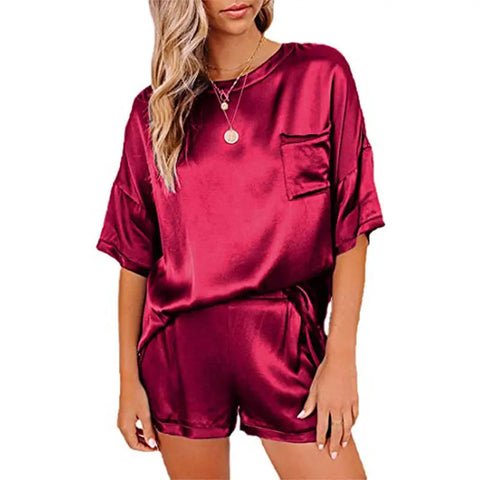 Pajama Set Short Sleeve Sleepwear Women Home Clothing Ooho