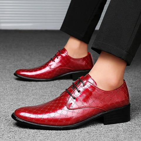 Men's PU Leather Pointed Formal High Heels Ooho