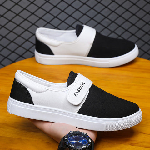 Canvas Flat Shoes Men Velcro Casual Sneakers Ooho