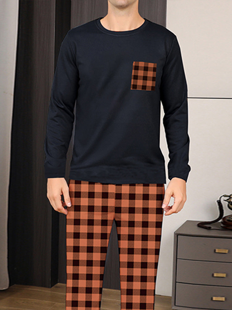 Ice Silk Long Sleeve Long Pants Men's Pajama Set Ooho