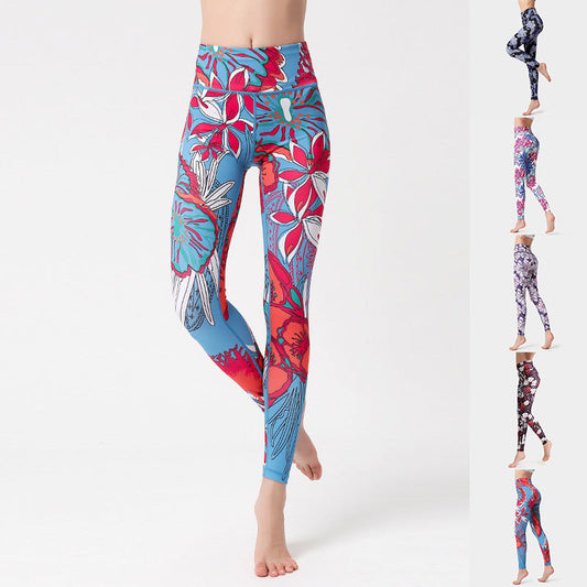 Fashion Floral Print Leggings for Women – High Waist Hip Lifting Yoga Pants, Running & Fitness Sports Trousers Ooho