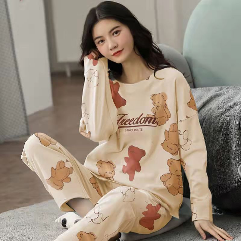 Pajamas Set Women Cute Cartoon Print Sleepwear 2 Piece Lounge Sets Ooho