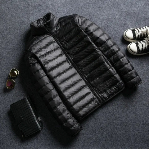 Men's Stand Collar Hooded Short Ultra-thin Down Jacket Ooho