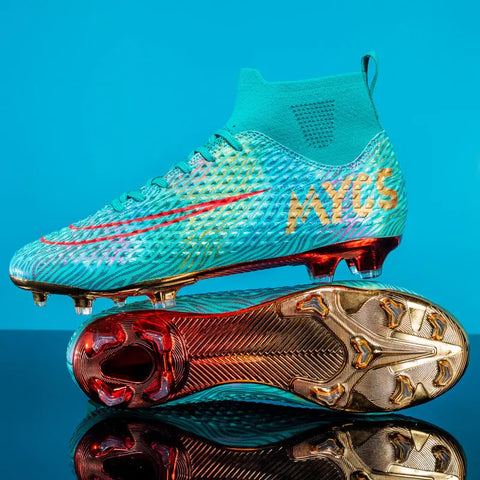 Men's Outdoor Training Gold-plated Bottom High-top Soccer Shoes Ooho 