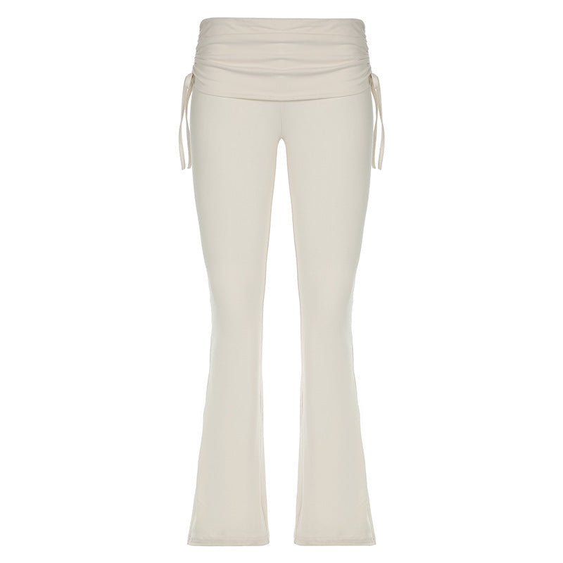 American Street Style Pleated Wide Waist Bootcut Trousers | Women’s Trendy Casual Pants Ooho