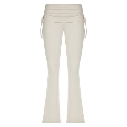 American Street Style Pleated Wide Waist Bootcut Trousers | Women’s Trendy Casual Pants Ooho