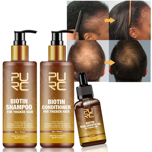 PURC Hair Care Ginger Biotin Three-piece Shampoo Conditioner Repair Dry And Frizz Essential Oil Ooho