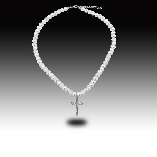 Pearl Cross Necklace Male Hip Hop Ooho