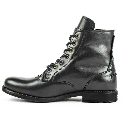 Men Cowboy Boots Retro Lace-up Martin Boot Round Toe Low Heel Shoes Ooho