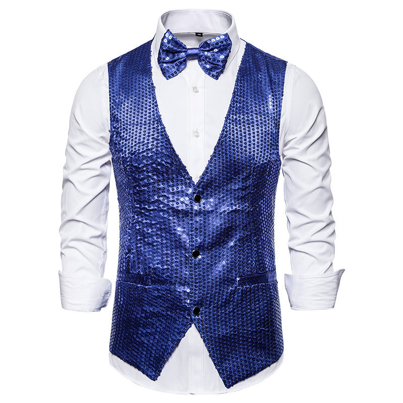 Men's Sequined Vest Performance Dress Jacket Ooho