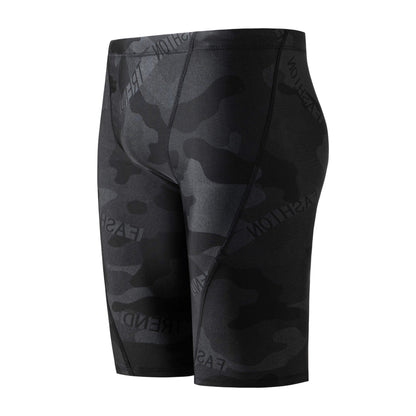 Men's Camouflage Letters Quick-drying Swimming Trunks Swimming Cap Ooho