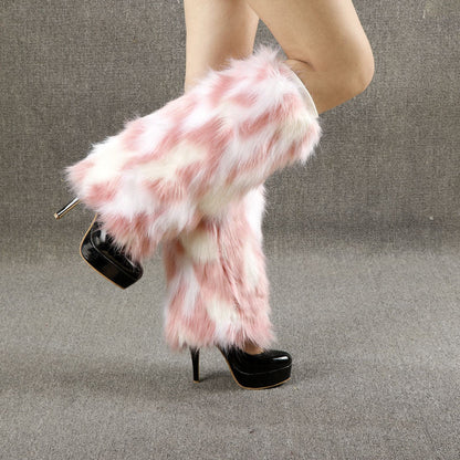 Fashionable Women Knee Pads Winter Fluffy Furry Boots Cover Ooho