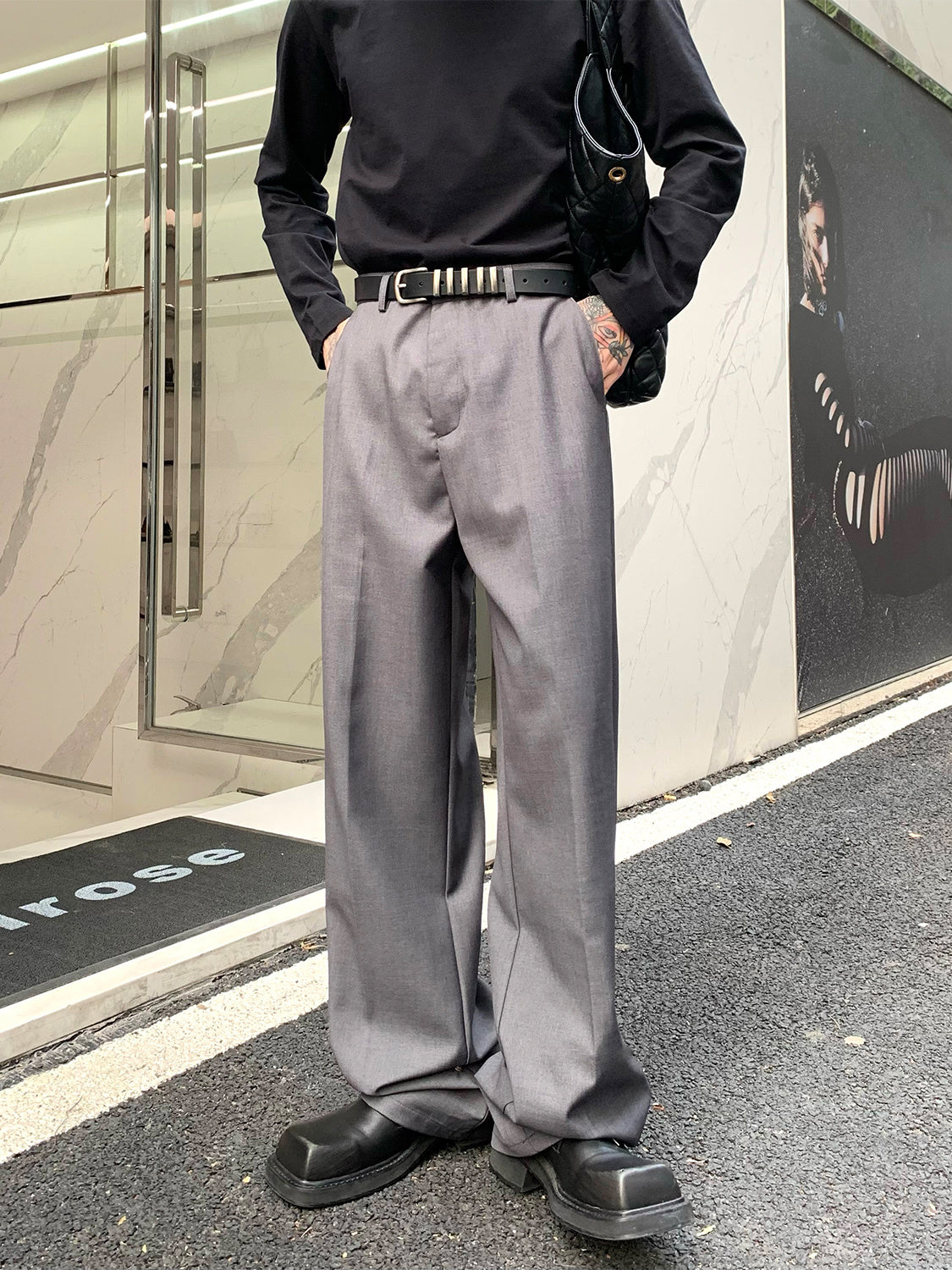 Button Design Feeling Straight Casual Suit Trousers For Men Ooho