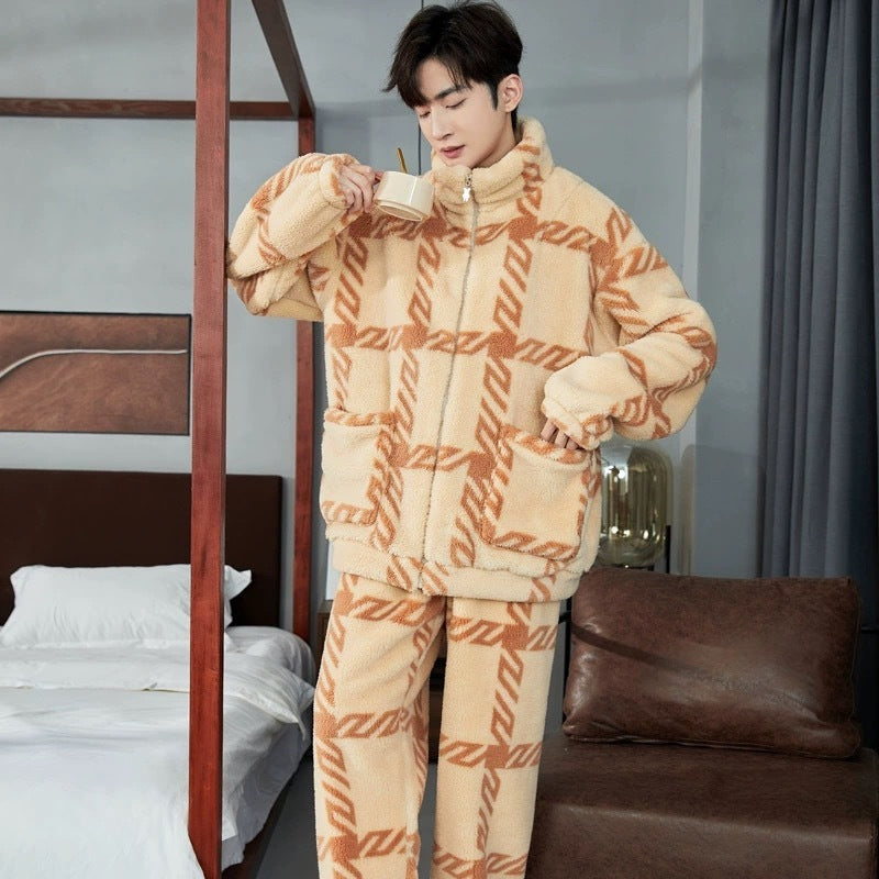 Men's Zipper Pajamas Winter Thickened Ooho