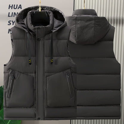 Fashion Trendy Men Cotton Vest Wholesale Winter Menswear New Disassembly Cap Men Cotton Waistcoat Outer Wear Vest Men Ooho