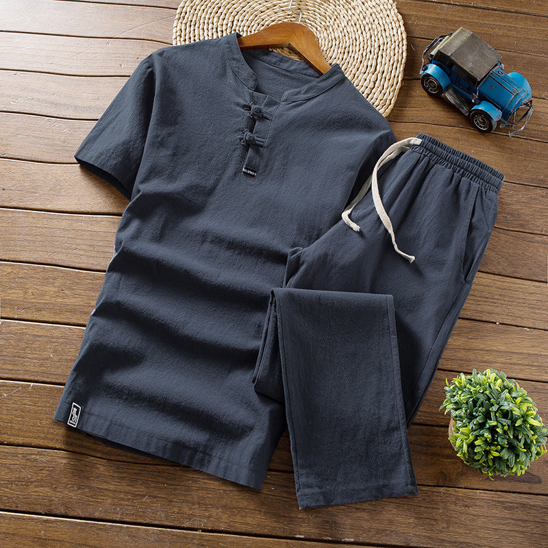 T-shirt Casual Trousers Two-piece Suit For Men Ooho