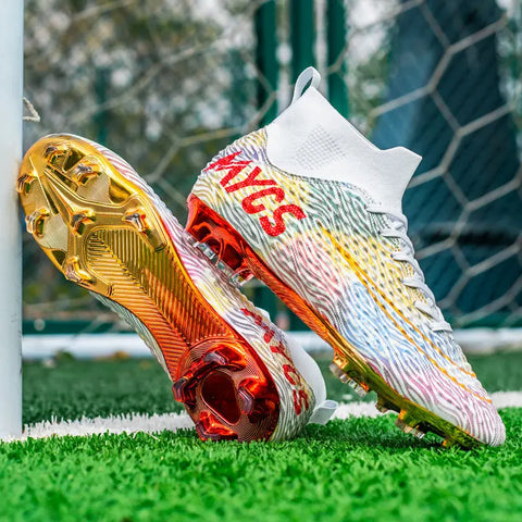 Men's Outdoor Training Gold-plated Bottom High-top Soccer Shoes Ooho 