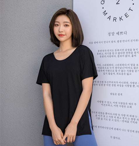 Women Hollow Back Yoga Shirts Short Sleeve Top Sports T-Shirts Ooho