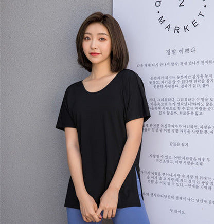 Women Hollow Back Yoga Shirts Short Sleeve Top Sports T-Shirts Ooho
