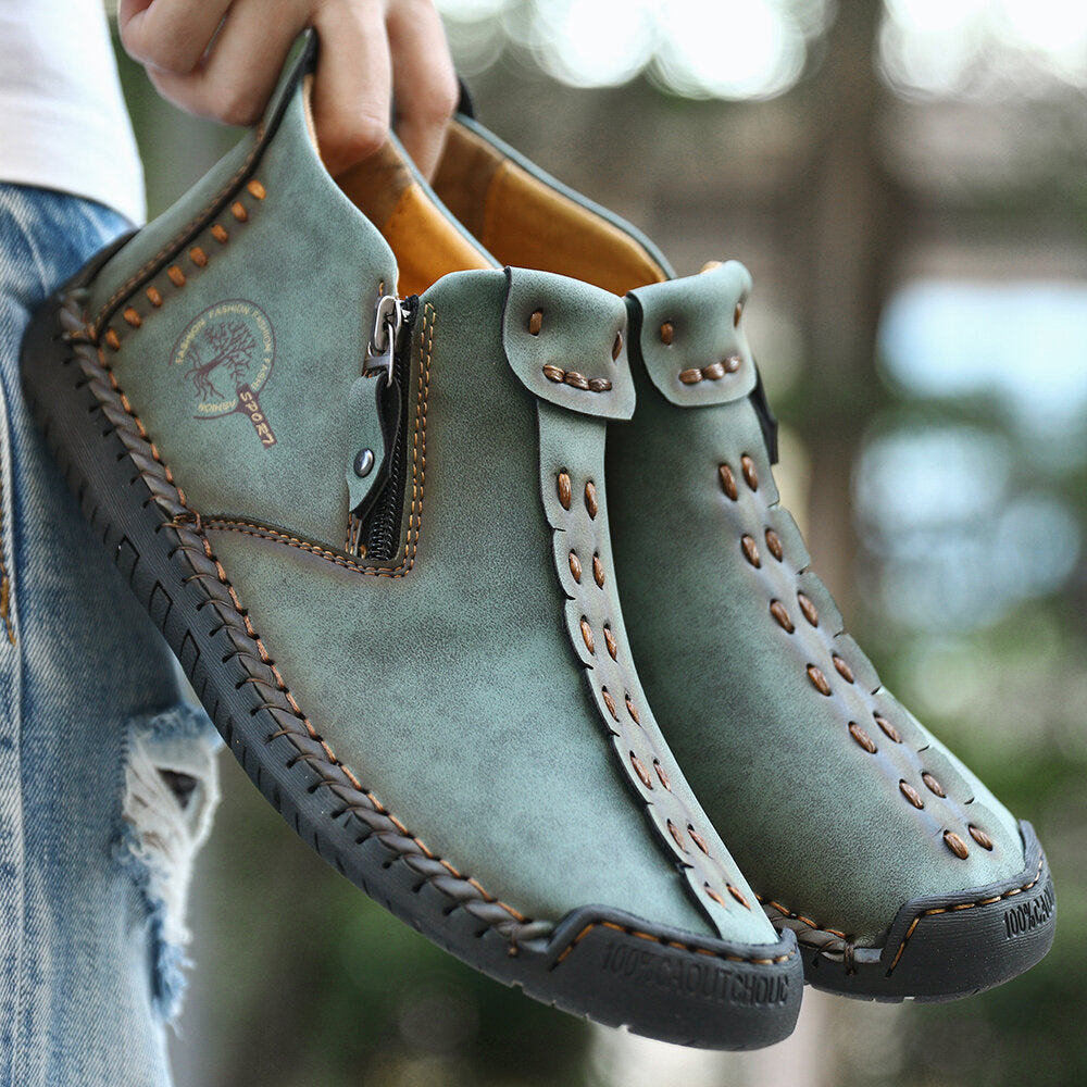 Men Ankle Boots Zipper Outdoor Hiking Shoes Ooho