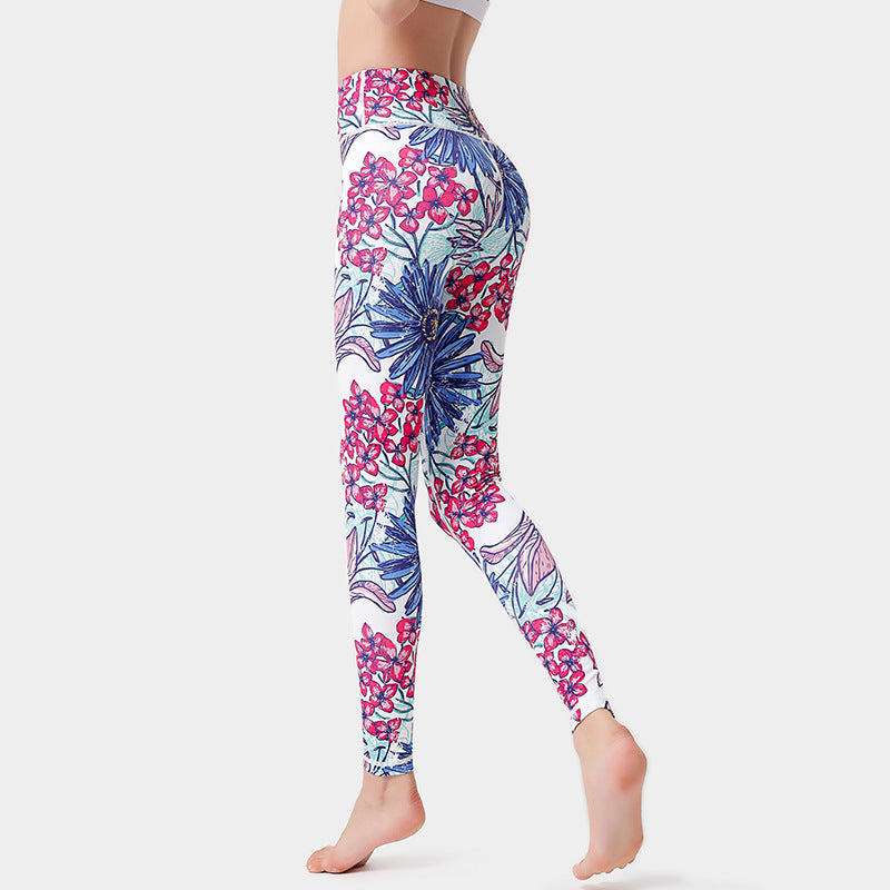 Fashion Floral Print Leggings for Women – High Waist Hip Lifting Yoga Pants, Running & Fitness Sports Trousers Ooho
