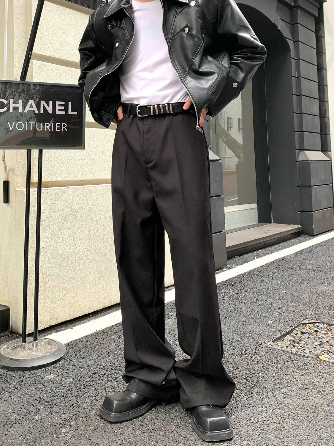 Button Design Feeling Straight Casual Suit Trousers For Men Ooho
