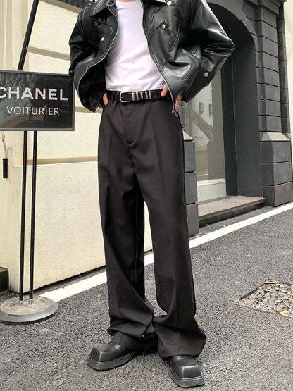 Button Design Feeling Straight Casual Suit Trousers For Men Ooho