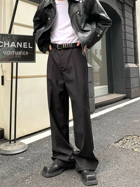 Button Design Feeling Straight Casual Suit Trousers For Men Ooho