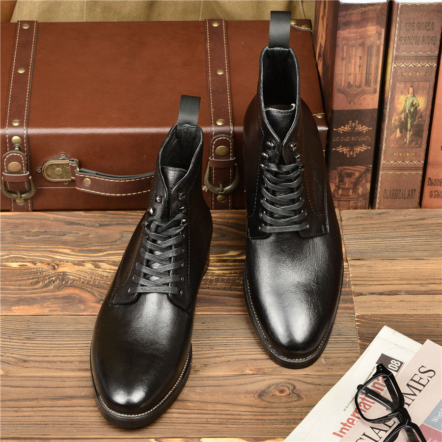 Soft Top Cowhide High Top Boots For Men Ooho