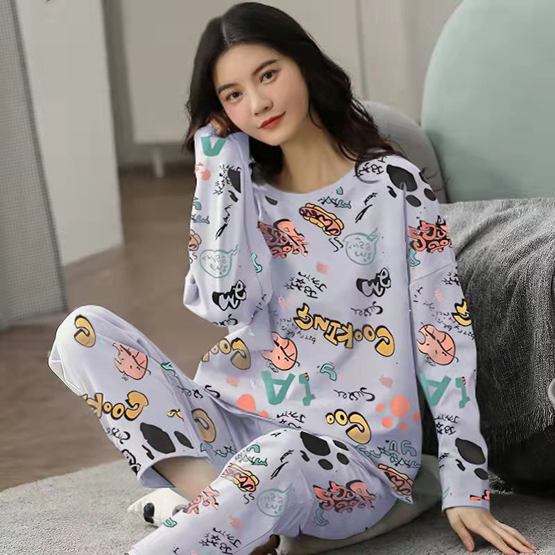 Pajamas Set Women Cute Cartoon Print Sleepwear 2 Piece Lounge Sets Ooho
