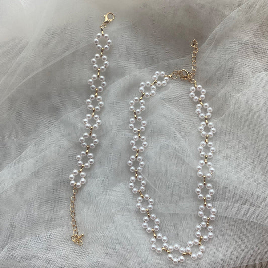 Pearl Necklace Bracelet For Women Ooho