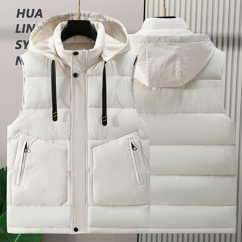 Fashion Trendy Men Cotton Vest Wholesale Winter Menswear New Disassembly Cap Men Cotton Waistcoat Outer Wear Vest Men Ooho