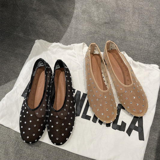 Fashionable Round Toe Rhinestone Mary Jane Shoes Women Ooho