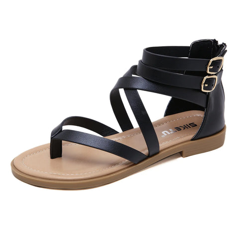 Fashion Zip Roman Flip-Flat Sandals Ooho