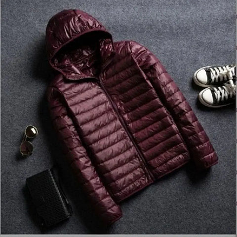 Men's Stand Collar Hooded Short Ultra-thin Down Jacket Ooho