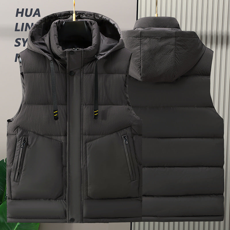 Fashion Trendy Men Cotton Vest Wholesale Winter Menswear New Disassembly Cap Men Cotton Waistcoat Outer Wear Vest Men Ooho
