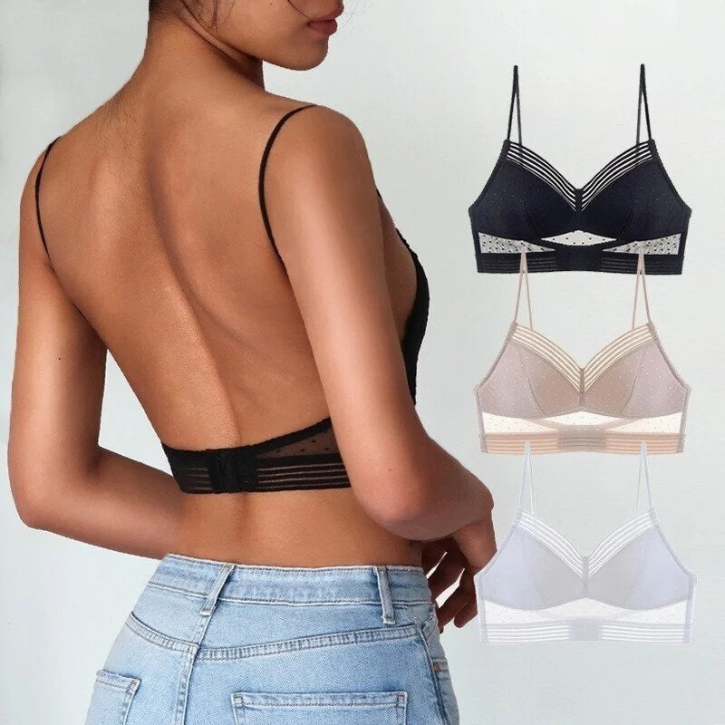 Backless Bra Invisible Bralette Thin Lace Wedding Bras Low Back Underwear Push Up Brassiere Women Seamless Lingerie Sexy BH Top Ooho