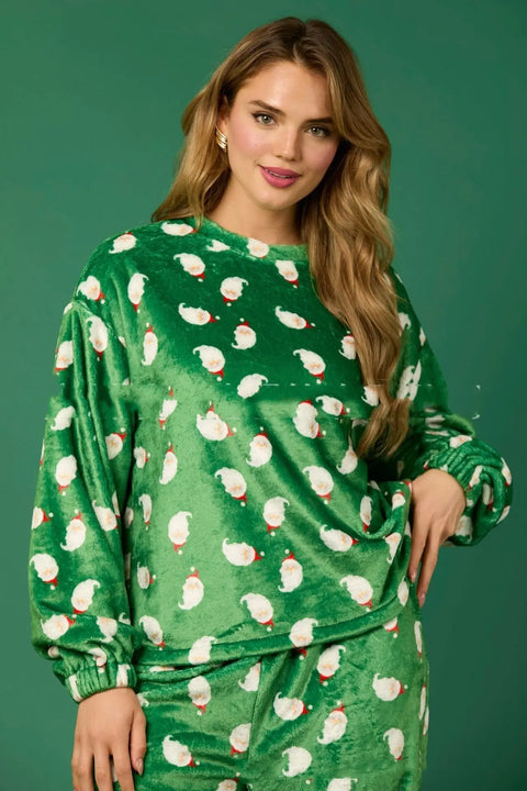 2024 Casual Flannel Pajama Sets For Women 2 Piece Cute Long Sleeve Matching Lounge Shirts Sets Santa Claus Pajamas Homewear Ooho