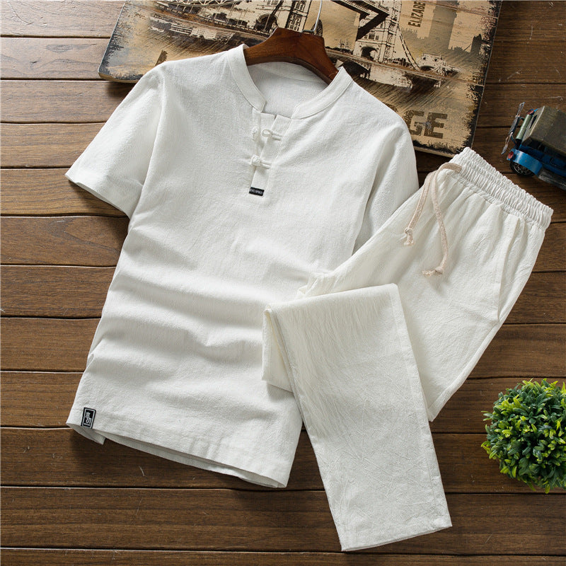 T-shirt Casual Trousers Two-piece Suit For Men Ooho