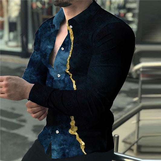 Printed Casual Long Sleeve Shirt For Men Ooho